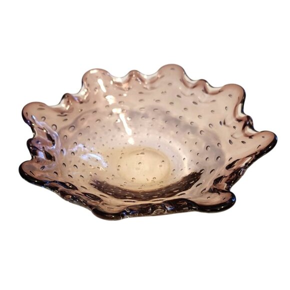 Abstract Controlled Bubbles Bullicante Amethyst Glass Bowl Murano(?) - Picture 1 of 6